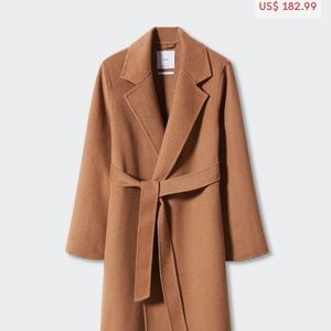 Mango Handmade Belt Coat L